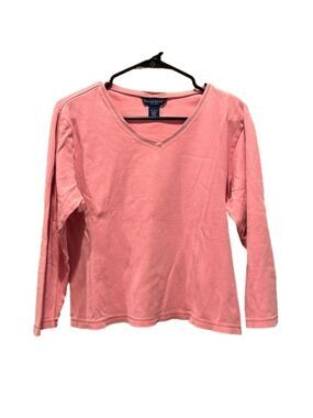 Karen Scott Petite Pink V-Neck Long Sleeve T-Shirt Size Large